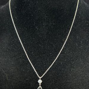 Monet Silver Tone And Clear Rhinestone Rolo Chain Necklace 16' (3991)